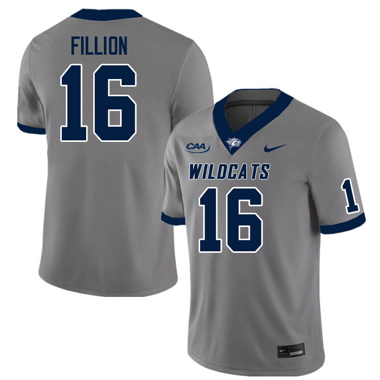 New Hampshire Wildcats #16 Josh Fillion College Football Jerseys Stitched Sale-Grey